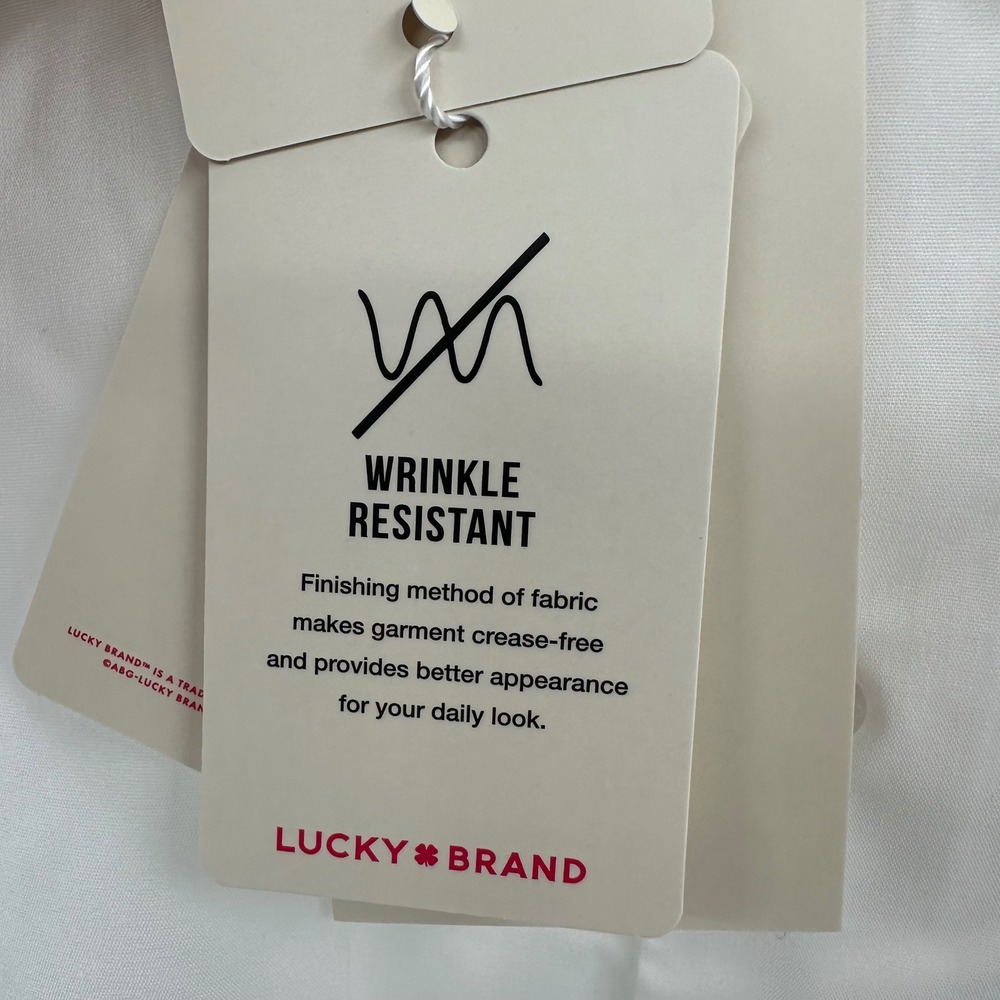 Lucky Brand Mens Slim Fit Stretch Dress Shirt White Men's Small 14-14.5 NWT New - Picture 10 of 15